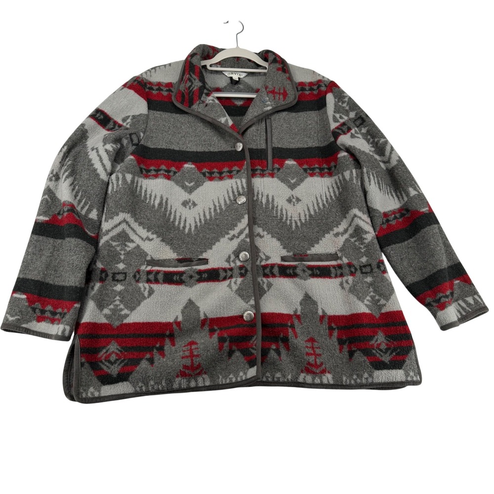 Orvis Jacket Womens X-Large Aztec Southwestern Blanket Barn Chore Coat Navajo